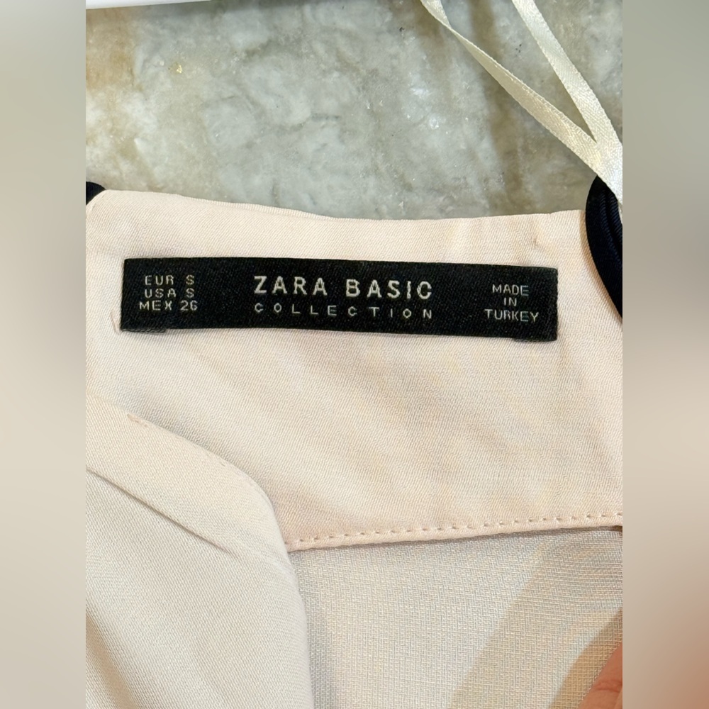 Women’s ZARA Navy & Cream Maxi dress- Size Small - Picture 10 of 13